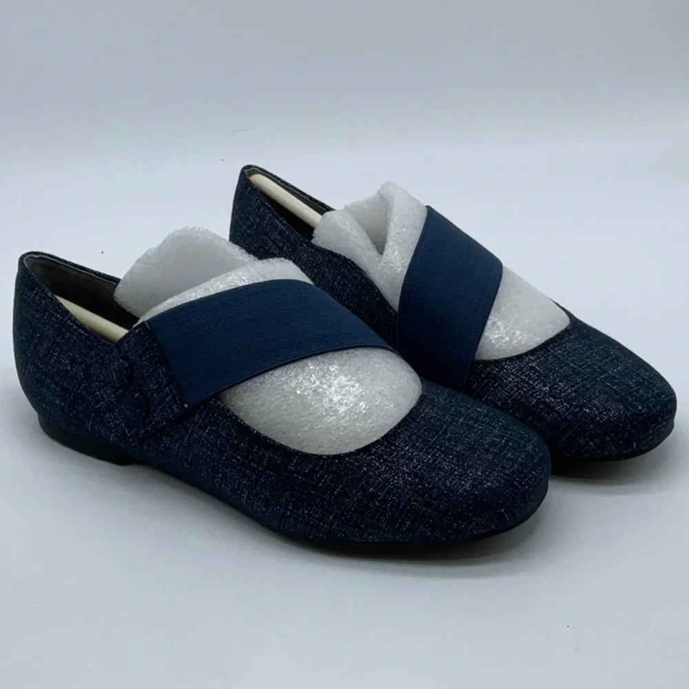 Ros Hommerson DANISH MARY JANE FLAT Blue Denim